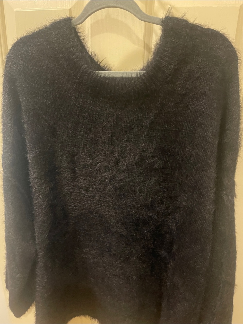 Free People Black Fuzzy Scoop Neck Sweater